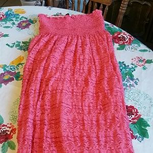 Coral strapless dress